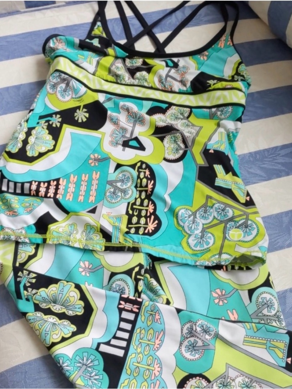 Trina Turk Lime Green Black White Patterned Set